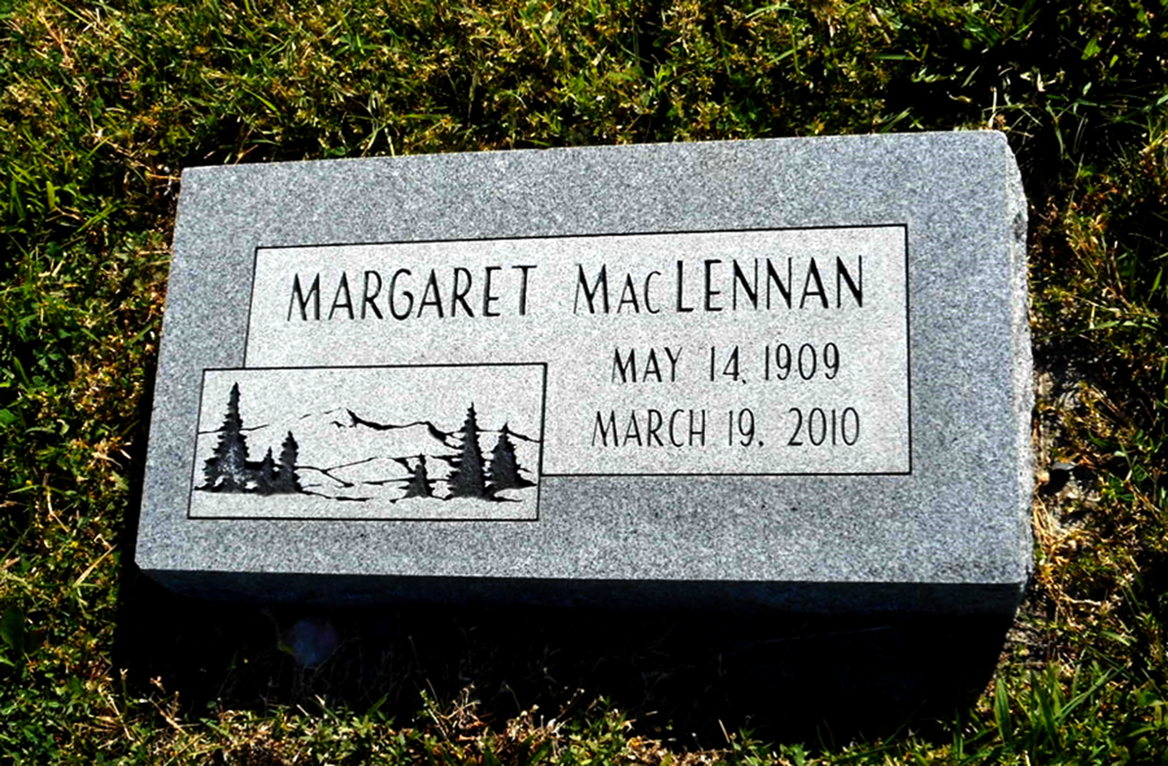 Photo of headstones/Margaret MacLennan 1909-2010 hdstn Ellensburg IOOF Cem WA